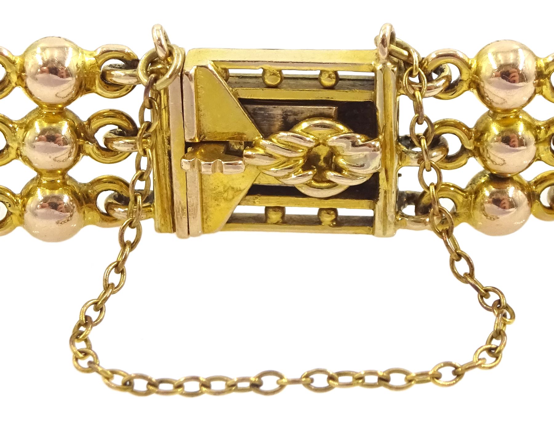 Early 20th century 15ct gold fancy link bracelet, stamped 15c