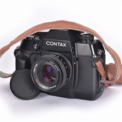 Contax AX SLR camera serial no. 013546, with a Carl Zeiss Planar 1.7/50 T* lens serial no. 7381760