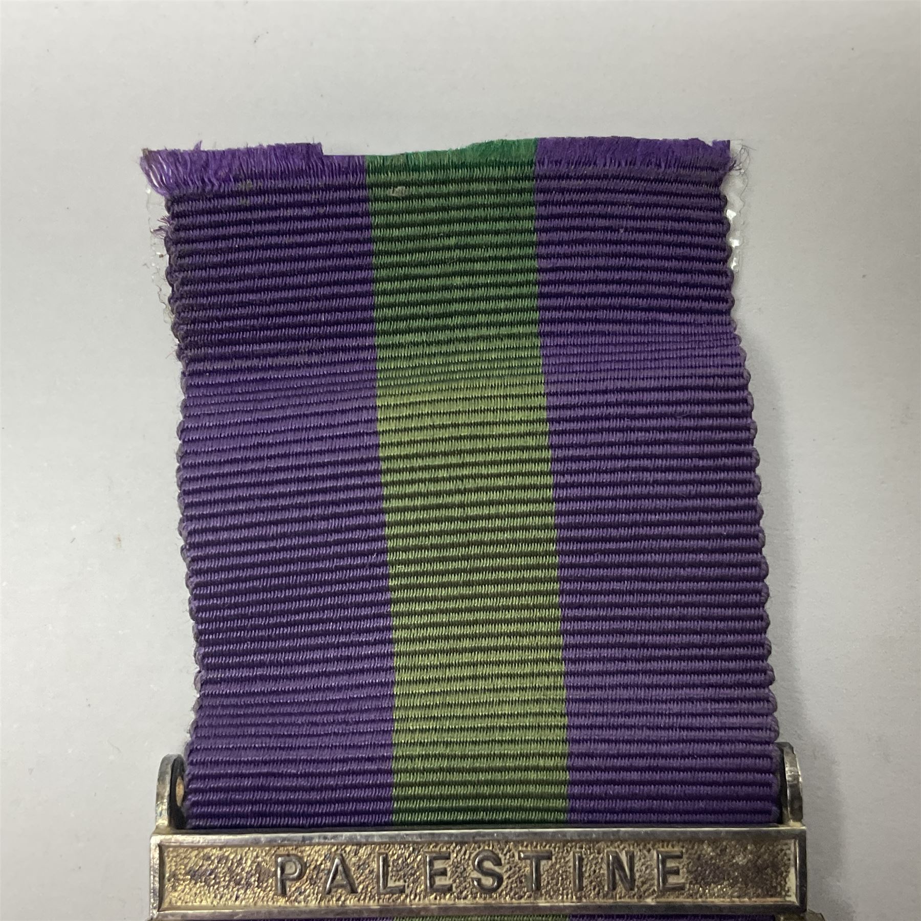 George VI General Service Medal with Palestine clasp awarded to 64155 Dvr. E. Hattersley R.A.S.C.; with ribbon