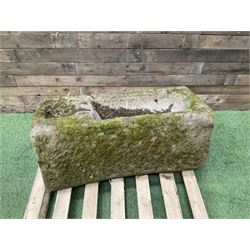 19th century rectangular stone trough, with small division - THIS LOT IS TO BE COLLECTED BY APPOINTMENT FROM DUGGLEBY STORAGE, GREAT HILL, EASTFIELD, SCARBOROUGH, YO11 3TX