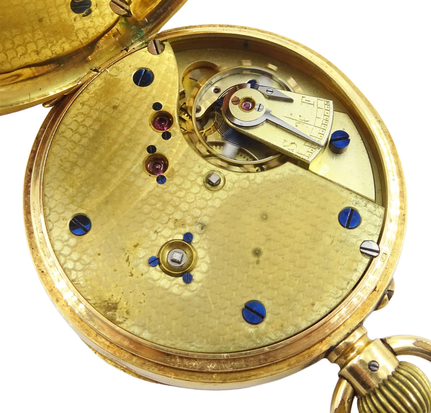 Early 20th century 18ct gold keyless Swiss lever presentation pocket watch, white enamel dial with Roman numerals and subsidiary seconds dial, case stamped 18K with Helvetia hallmark, back case engraved 'Major T.W. Urquhart-Peat D.S.O.  M.C 1st Batt. Cameron Highlanders 1913-1937'