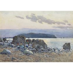 Willie Stephenson (British 1857-1938): Figures on a Rocky Shore, watercolour signed 26cm x 37cm