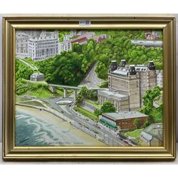 R Wiseman (British Contemporary): 'Spa Bridge and Grand Hotel Scarborough', watercolour and ink signed titled and dated 2009, 40cm x 50cm; T Russell (British 20th century): Still Life with Chrysanthemums, watercolour signed 27cm x 38cm (2)