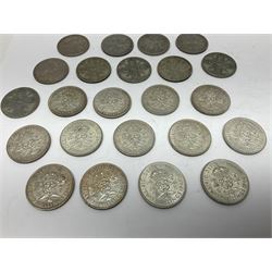 Approximately 260 grams of Great British pre 1947 silver two shillings coins 