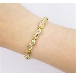 14ct gold baguette cut diamond, infinity link bracelet