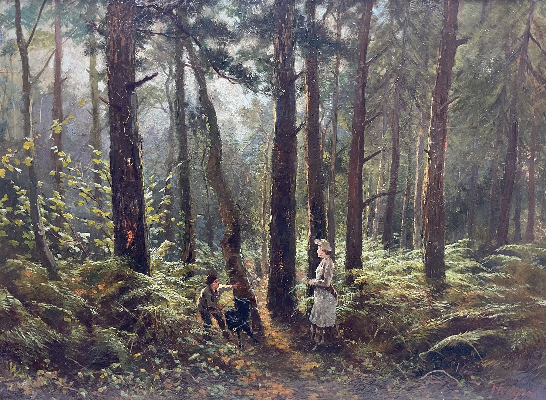 Hodgson (British late 19th century): Forest, oil on canvas signed 50cm x 67cm