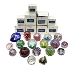 Eighteen Caithness paperweights, to include Myriad, Escapade Fascination, Crystal Voyager, Festive Snowflake, Moon Crystal, etc, 