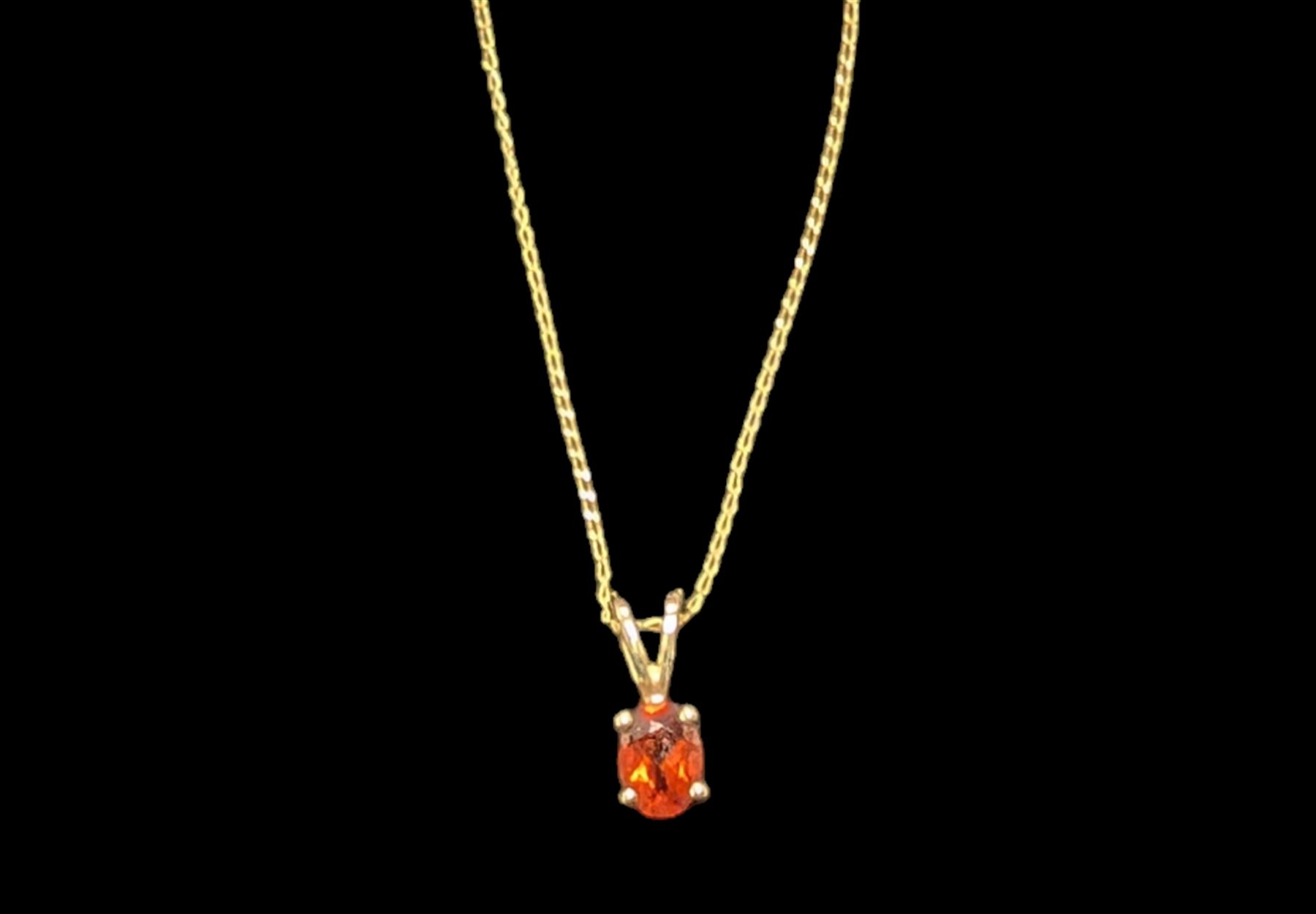 10ct gold stone set pendant necklace