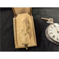 Early 20th century 9ct gold seed pearl brooch and a Victorian silver open face pocket watch by Waltham Mass, Birmingham 1887