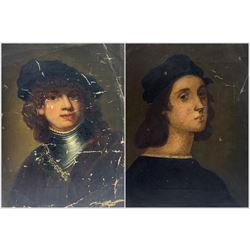 English School (19th Century): Portraits of Rembrandt and Raphael, two oils on canvas unsi...