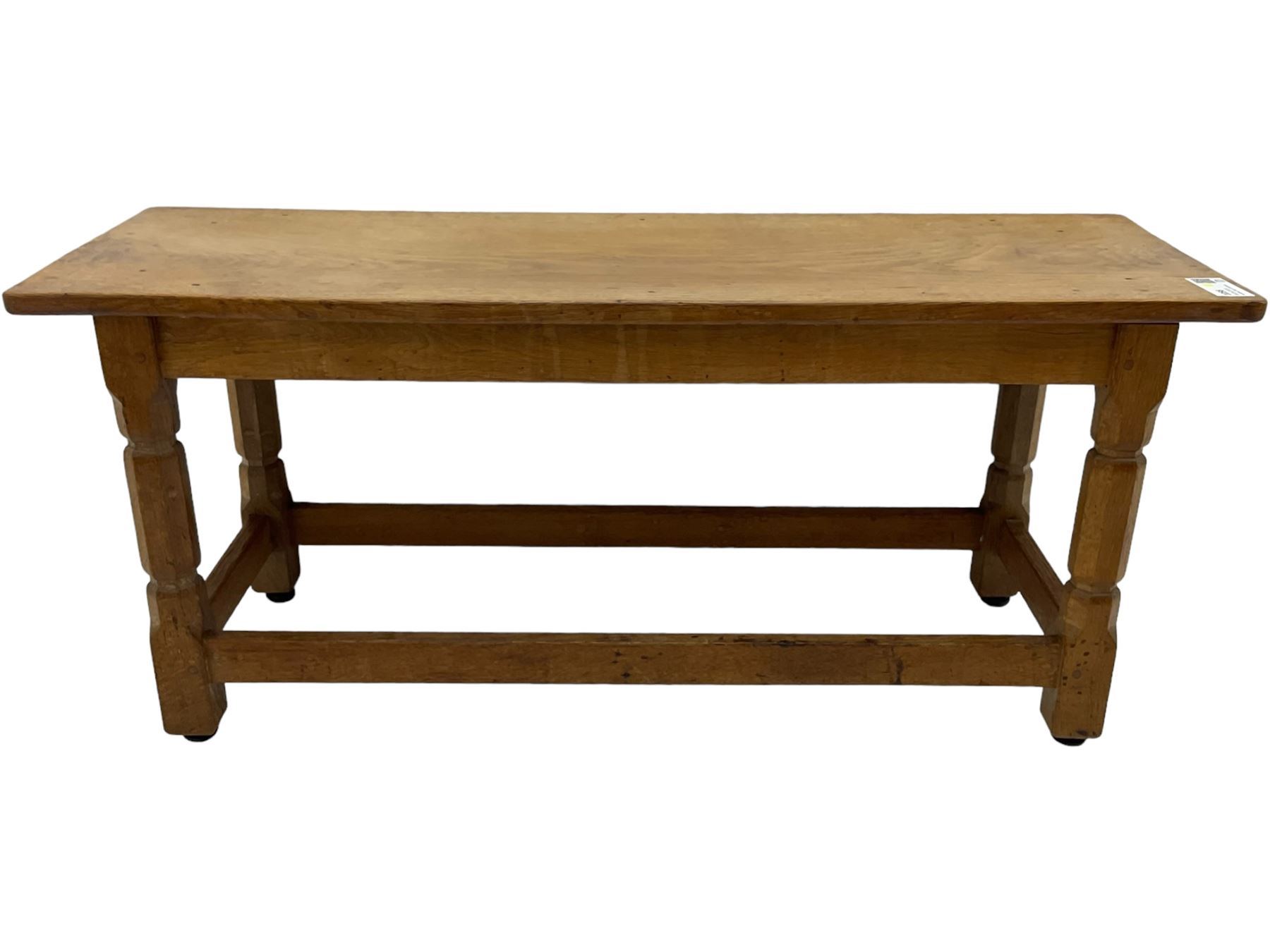 Yorkshire Oak - oak coffee table, rectangular top on octagonal supports, united by plain stretchers 