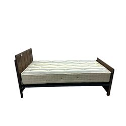 20th century oak 3' single bedstead, with sprung base and mattress