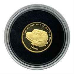 Queen Elizabeth II Alderney 2009 '50th Anniversary of the Mini' gold proof one pound coin,...