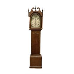 Early 19th century oak cased eight-day longcase clock c1810 - with a swan necked pediment ...