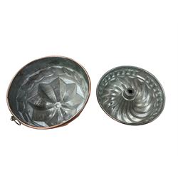 Two Victorian copper jelly moulds, largest D20cm