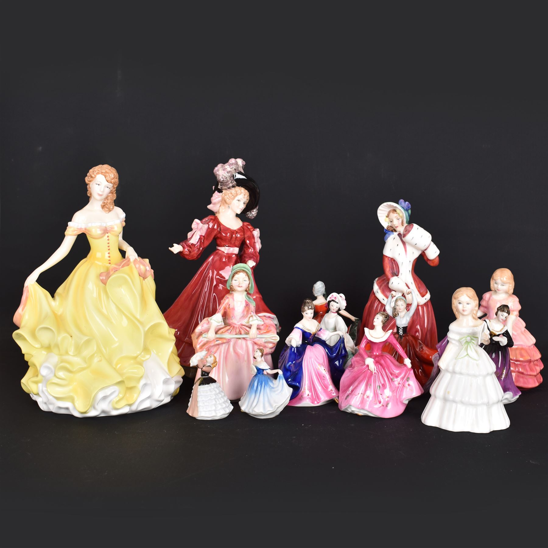 Fourteen Royal Doulton figures, including Bo Peep HN1811, Summer HN5322, Patricia HN3365 etc 