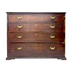 George III mahogany chest, rectangular moulded top above four cock-beaded drawers, fitted ...