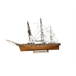 Three mast ship model, H71cm, L106