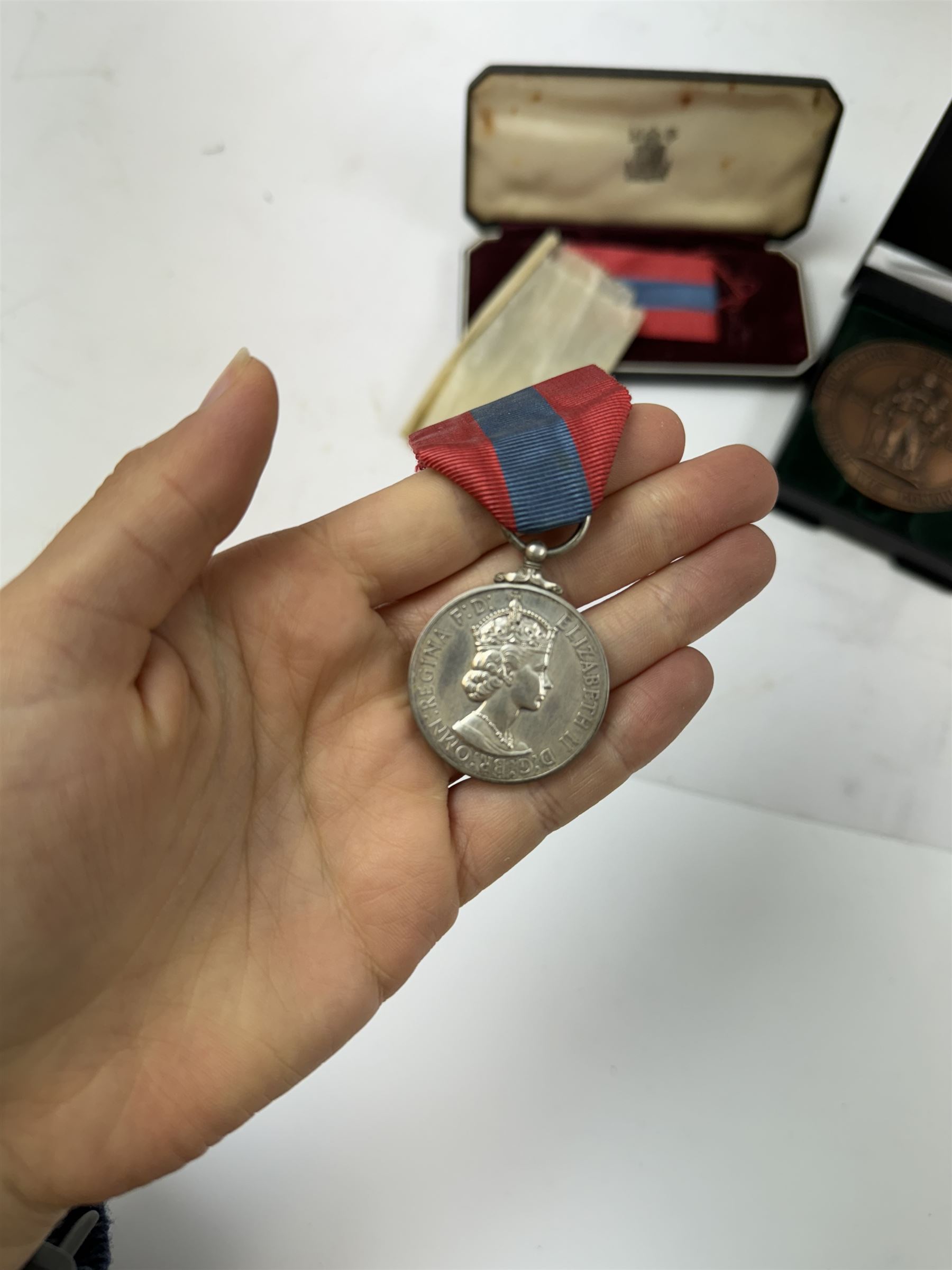 ERII military imperial service medal to William Francis James Furse, boxed with ribbons and a 1990 commando 50th anniversary medallion, boxed