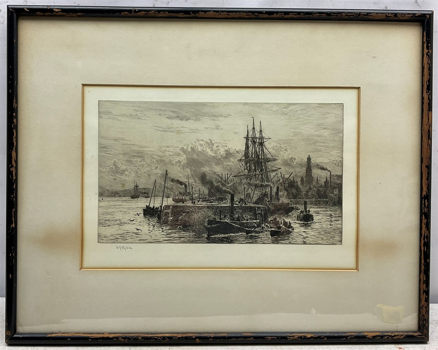 William Lionel Wyllie (British 1851-1931): ‘Greenock Harbour’, drypoint etching signed in pencil 22cm x 34cm