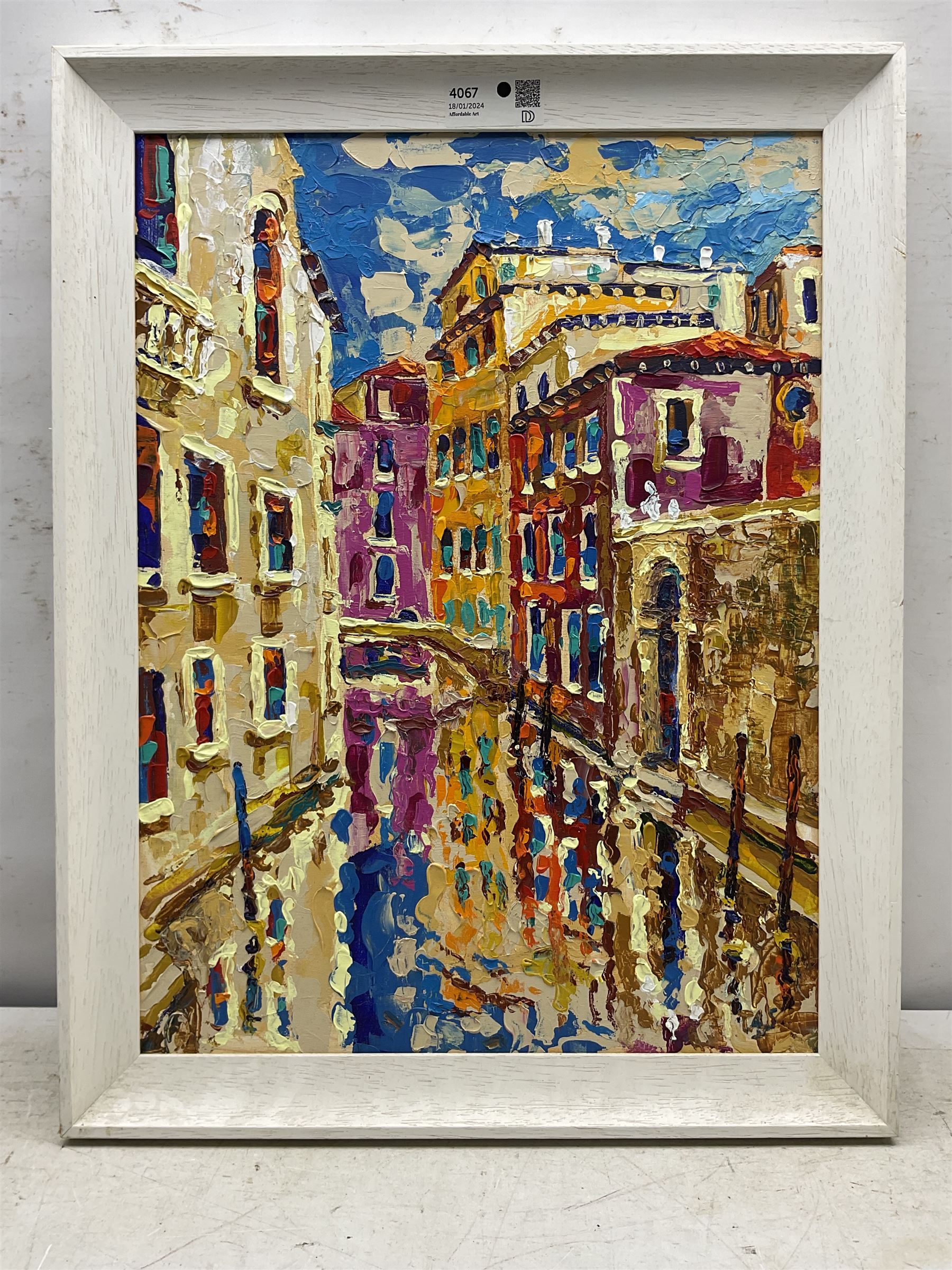 Tas Severis (British Contemporary): 'Venice 7', acrylic signed, artist's gallery label verso 60cm x 45cm