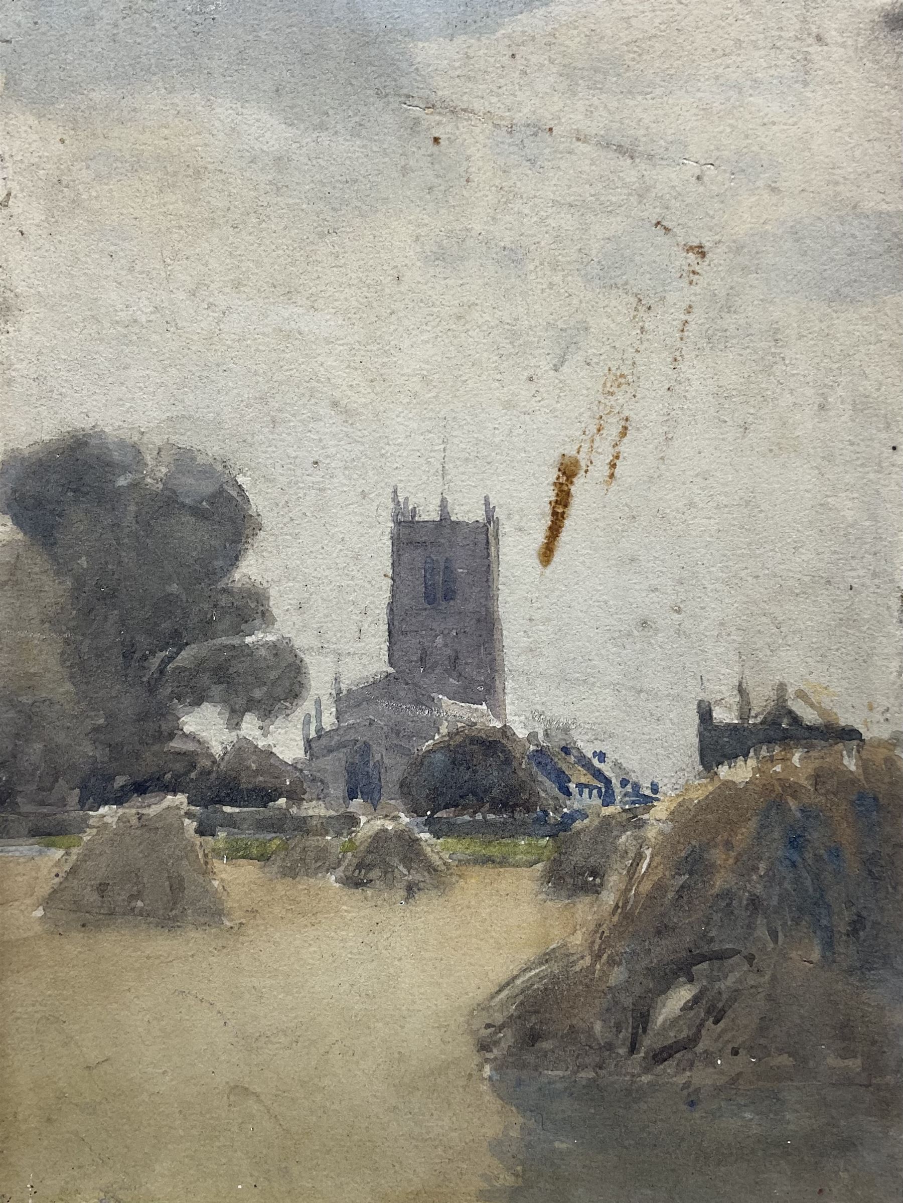 Charles Cutts Elmhirst (Staithes Group 1872-1937): Artist’s Sketchbook, Landscapes around Thorne and Helmsley, comprising eight pencil sketches and a watercolour of Thorne Church, variously signed titled and dated, disbound, overall 18cm x 25cm