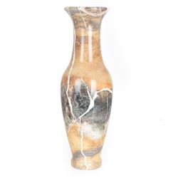 Marble vase, of baluster form, in cream and green hues with white veins, H35cm