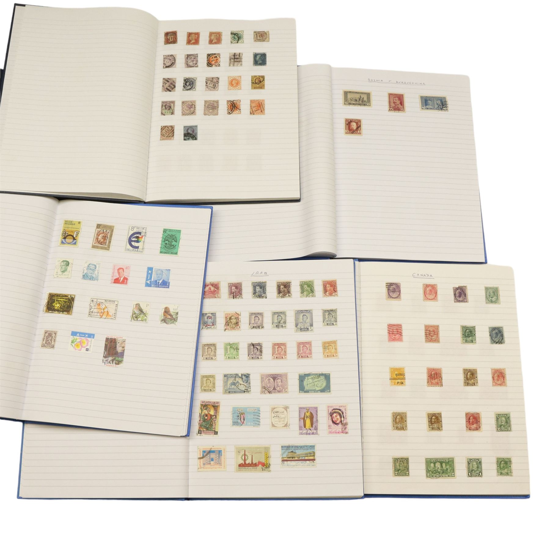 Great British and World stamps, including Queen Victoria perf penny reds, one penny lilacs, various King Edward VII, King George V and King George VI issues, Queen Elizabeth II pre and post decimal issues with various mint decimal first class and other commemoratives, first day covers, Afghanistan, Aden, Antigua, Ascension, Algeria, Antarctica, Angola, Cayman Islands, Ceylon, South West Africa, Sudan, Trinidad and Tobago, Southern Rhodesia etc, housed in folders, mounted in notebooks and loose, in one box