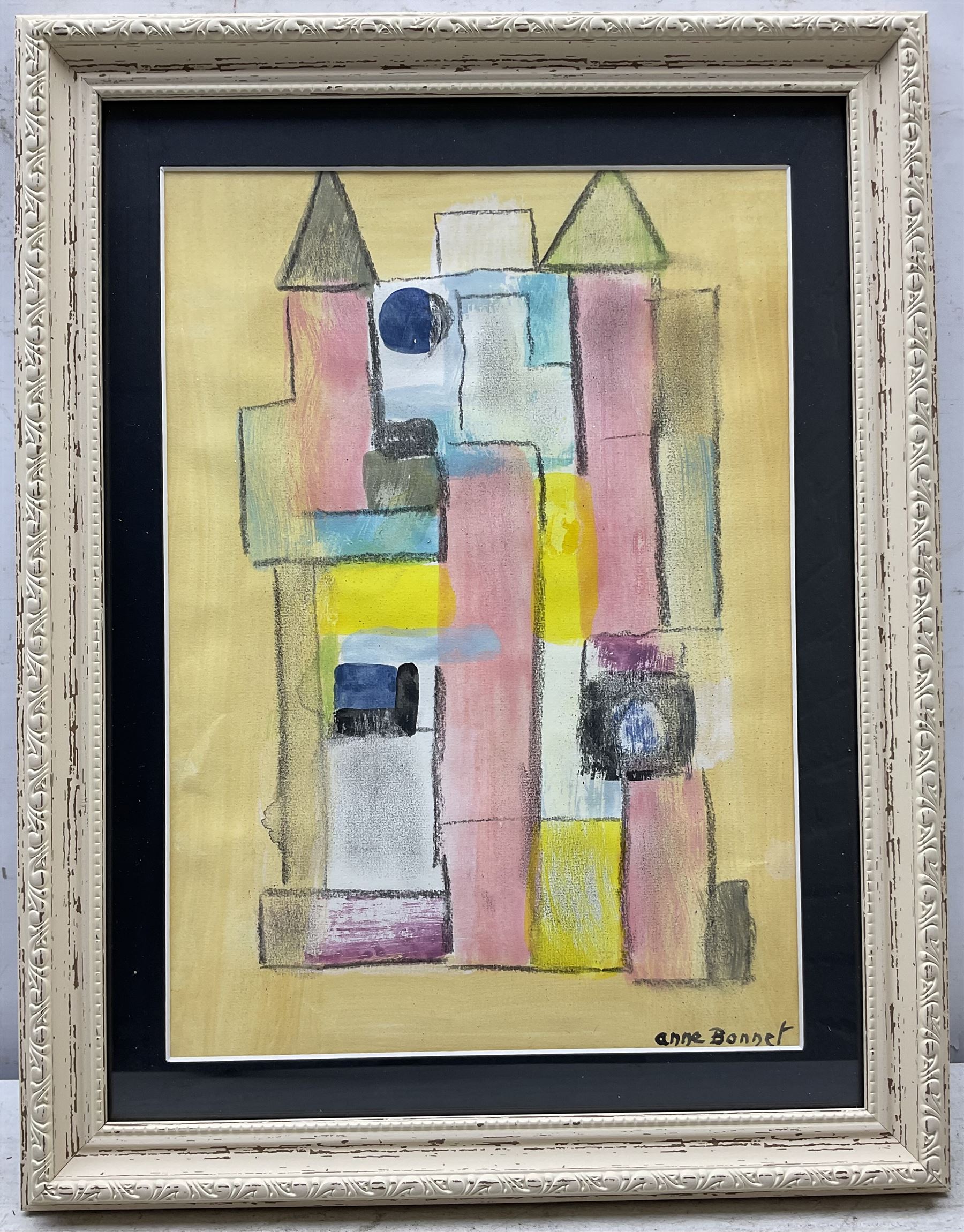 Anne Bonnet (Belgian 1908-1960): Abstract Composition, gouache signed, Bruxelles collection stamp verso 34cm x24cm