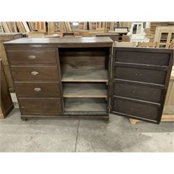 Early 20th century oak cupboard disguised as a chest of eight drawers, reeded edge over two doors with panelled facias - THIS LOT IS TO BE COLLECTED BY APPOINTMENT FROM THE OLD BUFFER DEPOT, MELBOURNE PLACE, SOWERBY, THIRSK, YO7 1QY