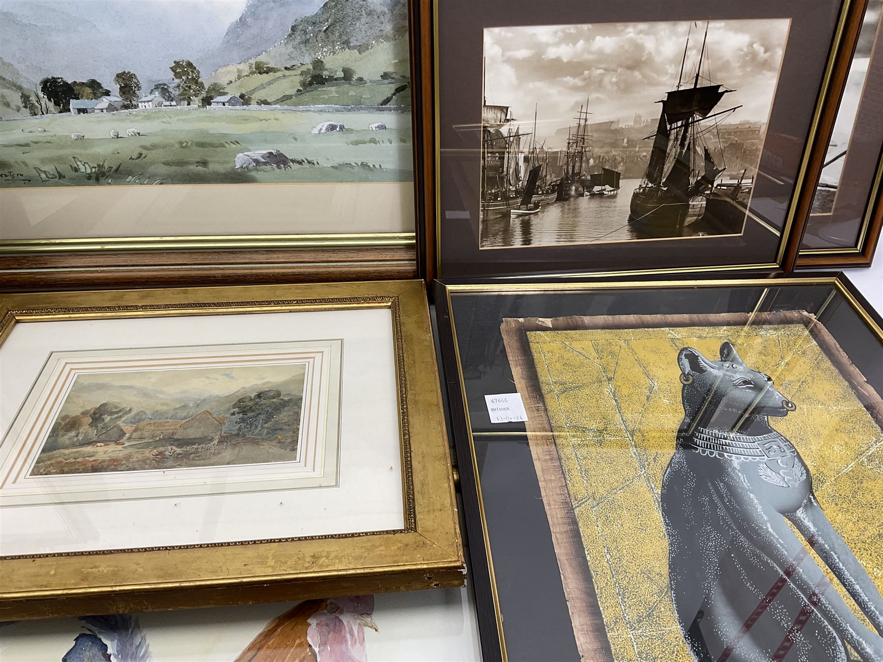 Collection of watercolours variously signed together with a set of Frank Meadow Sutcliff photographs etc (11)