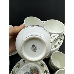 Portmeirion Complete Angler part tea and dinner service, including eleven dinner plates, five bowls, seven mugs etc together with two Royal Worcester cups and saucers