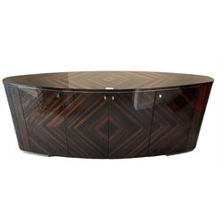 Giorgio Collection - Art Deco design macassar ebony 'Luna' sideboard of elongated oval for...