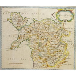  'The West Riding of Yorkshire' and 'North Wales', two 17th century map by Robert Morden hand coloured max 36.5cm x 43cm (2)  
