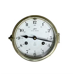 Shatz- 20th century German 8-day brass cased Royal Marine ships bulkhead clock, with arabi...