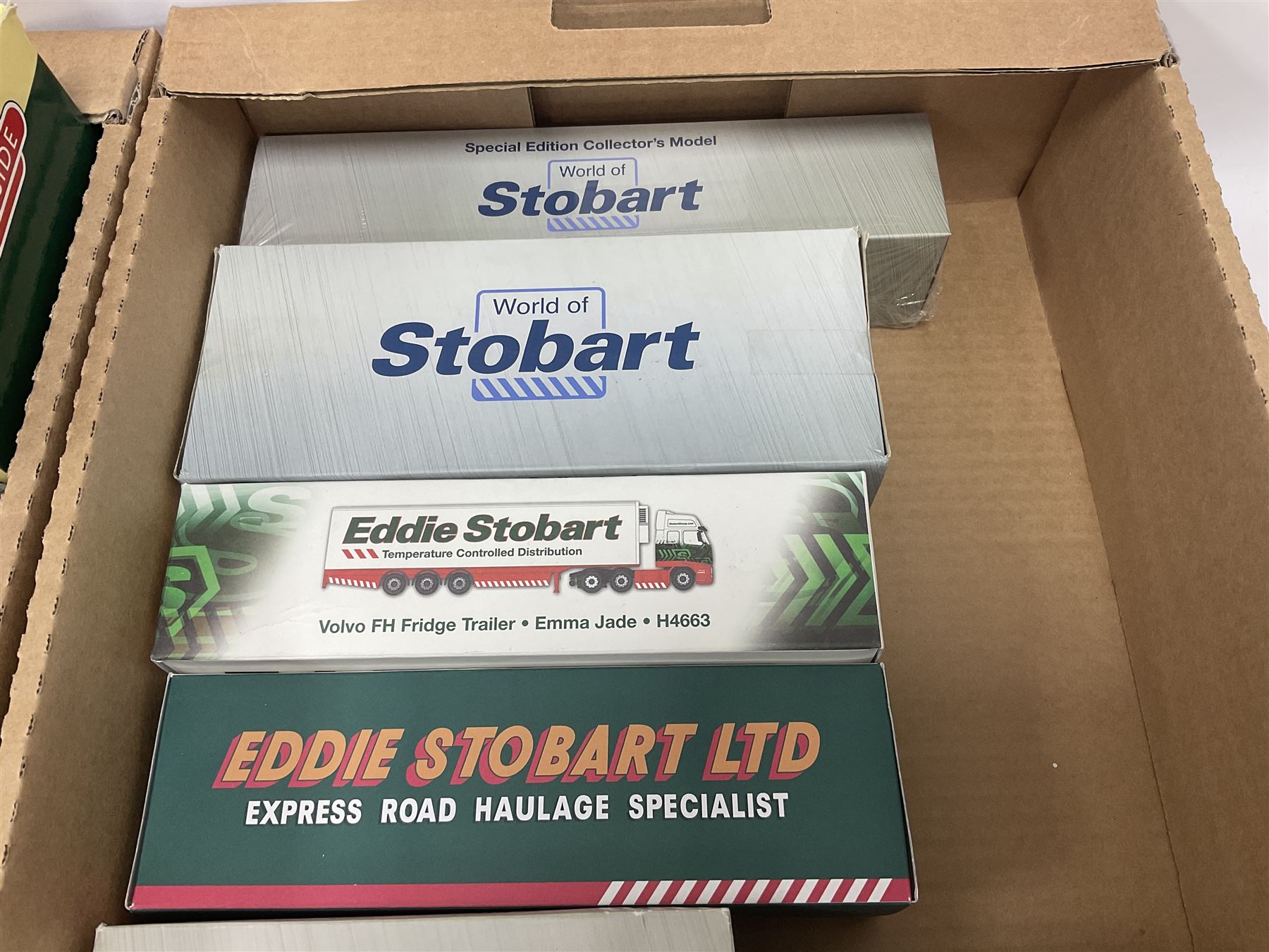 Eddie Stobart - Lledo Trackside ES1002 2-Piece Tin-plate Depot and AEC Platform Trailer together with six limited edition advertising/promotional vehicles; eight Atlas Editions die-cast models; and three other items (18)