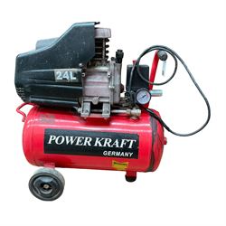 Power Kraft 24L air compressor  - THIS LOT IS TO BE COLLECTED BY APPOINTMENT FROM DUGGLEBY STORAGE, GREAT HILL, EASTFIELD, SCARBOROUGH, YO11 3TX