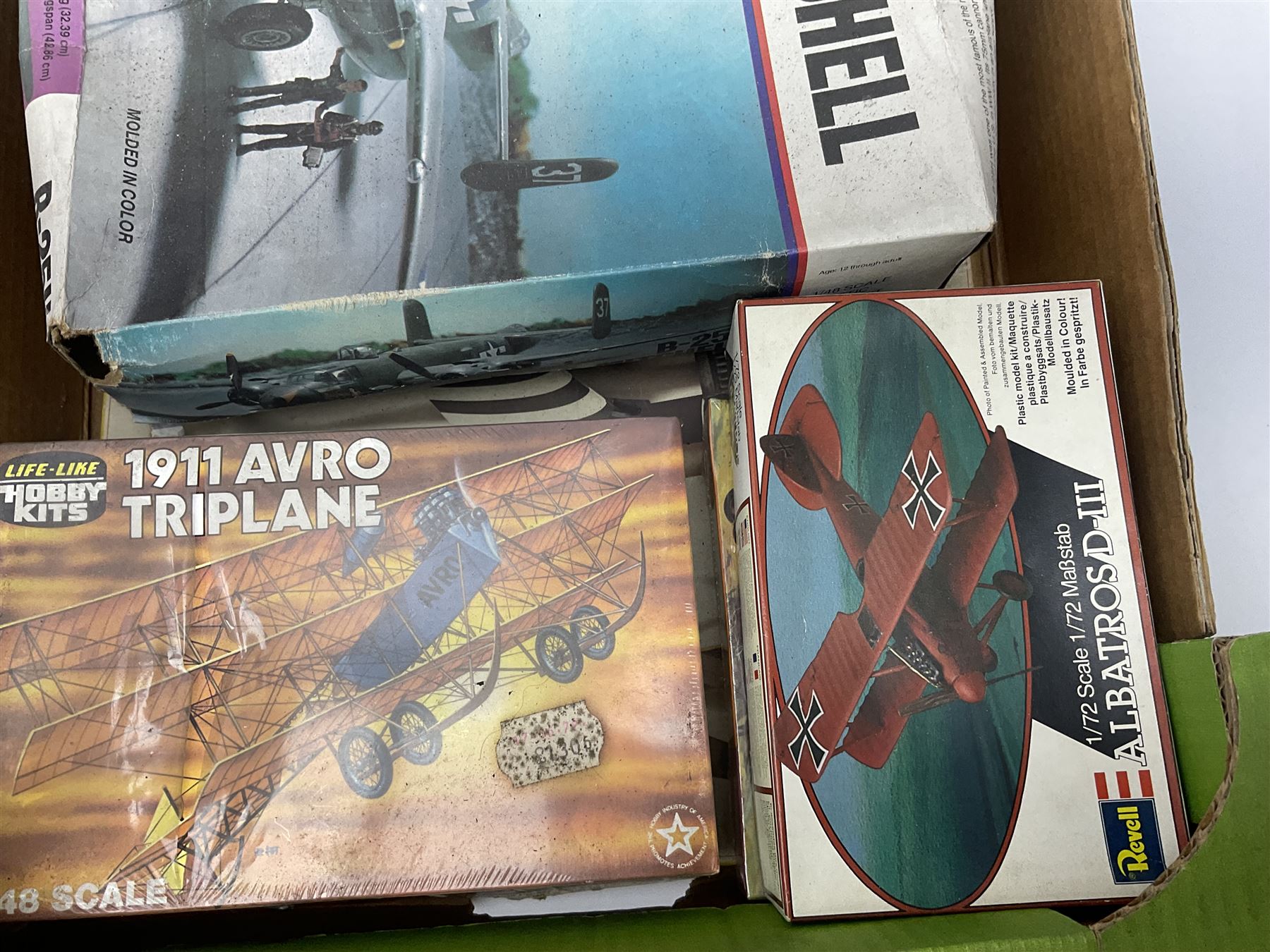 Large quantity of aircraft scale model kits to include Airfix, Revell, Monogram etc, in three boxes 