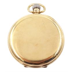 Early 20th century 9ct gold open face crown wind lever pocket watch, white enamel dial with Roman numerals, outer Arabic minute ring and subsidiary seconds dial, case by Dennison, Birmingham 1918