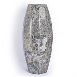 Marble mosaic vase, of hexagonal form, H45cm