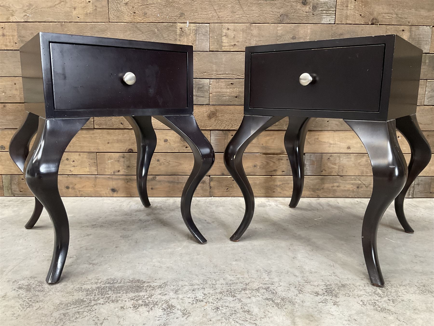 Pair of rosewood finish bedside chests