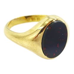 Early -mid 20th century 18ct gold bloodstone signet ring by Goldsmiths & Silversmiths Co Ltd, London 