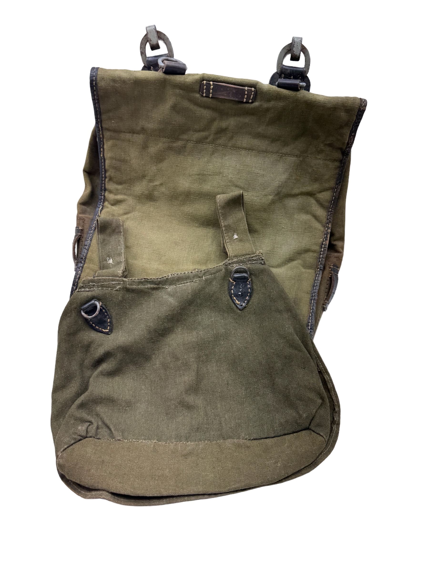 German WWII army field backpack, together with canvas bread, circa 1940