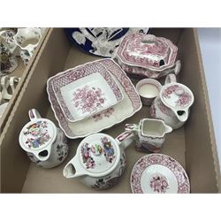 Masons Ironstone ceramics, including Double Landscape pattern plate and jar and cover, Fruit Basket pattern tea pots, etc, in two boxes