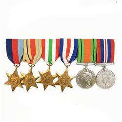 WWII group of six medals, comprising The Defence Medal, War Medal 1939-1945, 1939-49 star,...