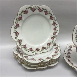 Shelley Late Foley part tea service, pattern number 10137, decorated with roses, comprising eleven teacups and twelve saucers, milk jug, sugar bowl, twelve side plates and two sandwich plates (39)