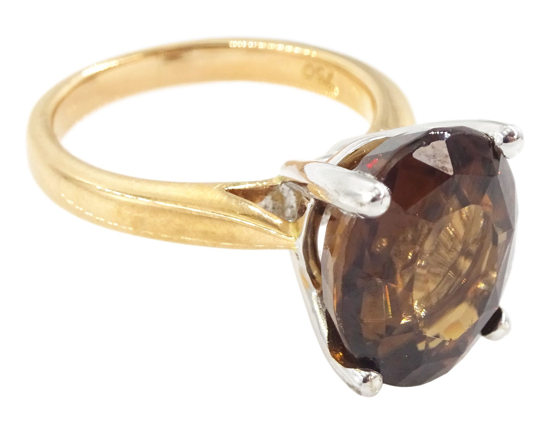 18ct rose gold single stone brown zircon ring, hallmarked, zircon approx 11.35 carat