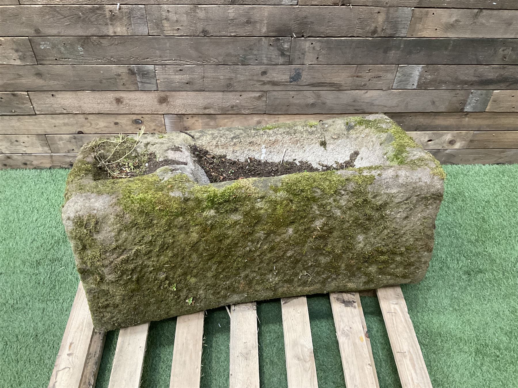 19th century rectangular stone trough, with small division - THIS LOT IS TO BE COLLECTED BY APPOINTMENT FROM DUGGLEBY STORAGE, GREAT HILL, EASTFIELD, SCARBOROUGH, YO11 3TX