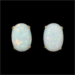 Pair of 9ct gold opal stud earrings, stamped