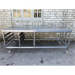 Large stainless steel preparation table trolley, with tray rack - THIS LOT IS TO BE COLLECTED BY APPOINTMENT FROM DUGGLEBY STORAGE, GREAT HILL, EASTFIELD, SCARBOROUGH, YO11 3TX